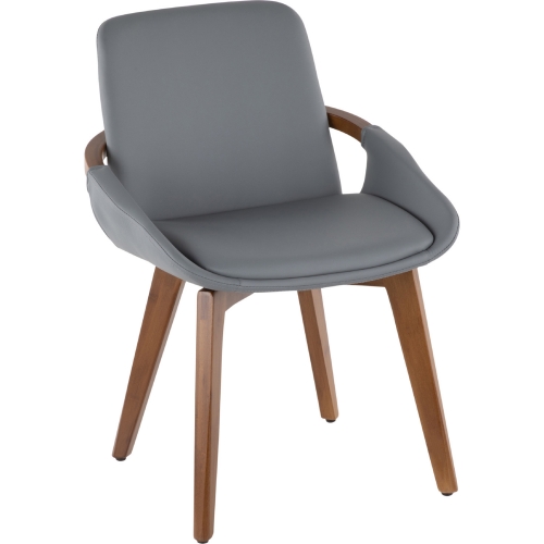 Cosmo Accent Chair in Grey Leatherette & Walnut Finish